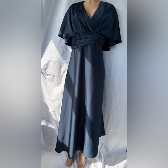 AZAZIE PAMELA Blue V-Neck Flutter Sleeve Gown - Picture 13 of 14